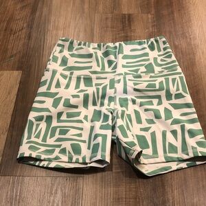 Green and White Patterned Shorts